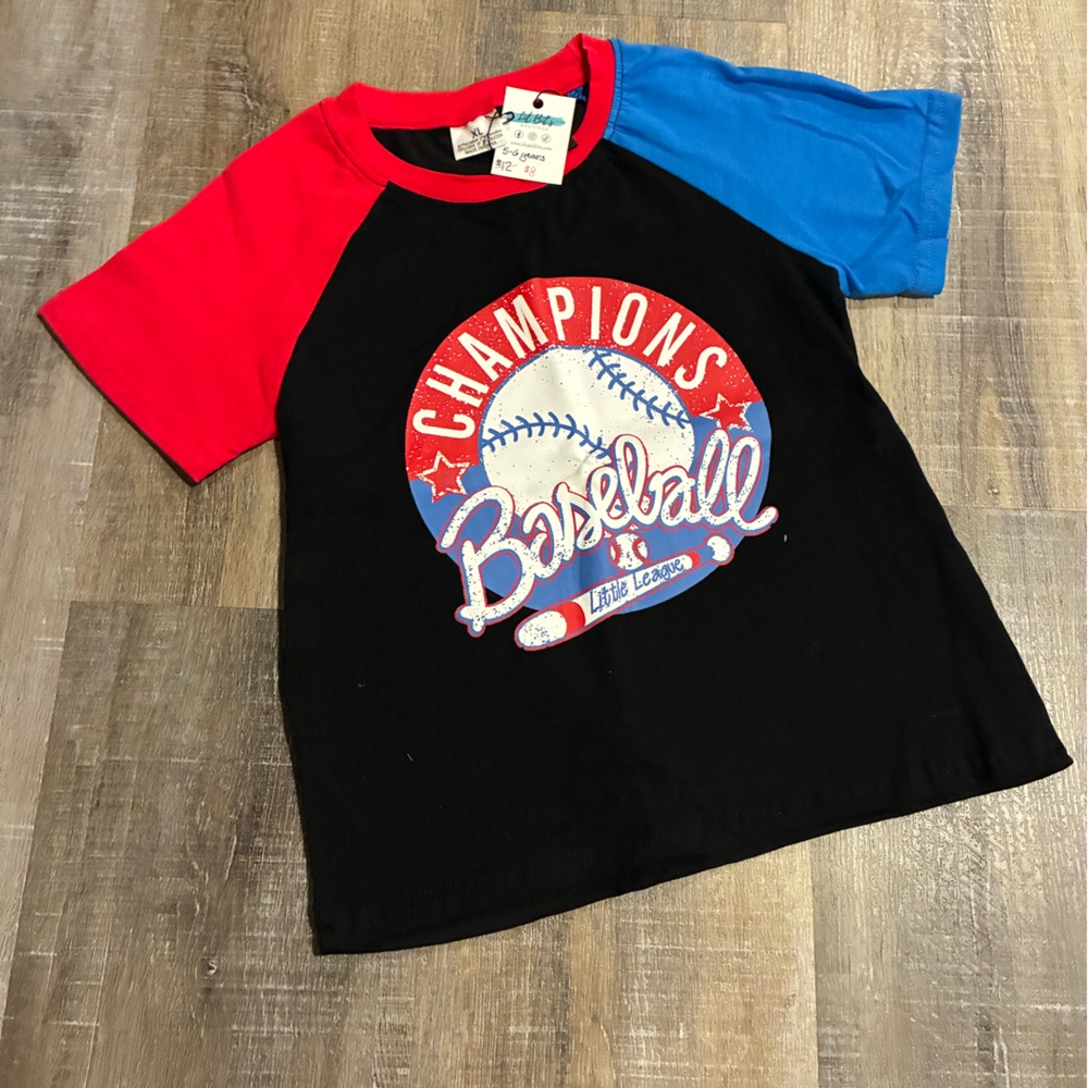 Champions Baseball Tee - Black, Red, Blue
